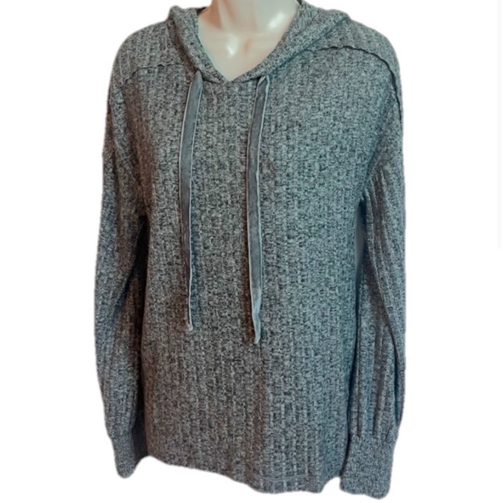 NEW Knox Rose Hooded Long Sleeve Cozy Relaxed Fit Pullover Top Gray Women’s XS